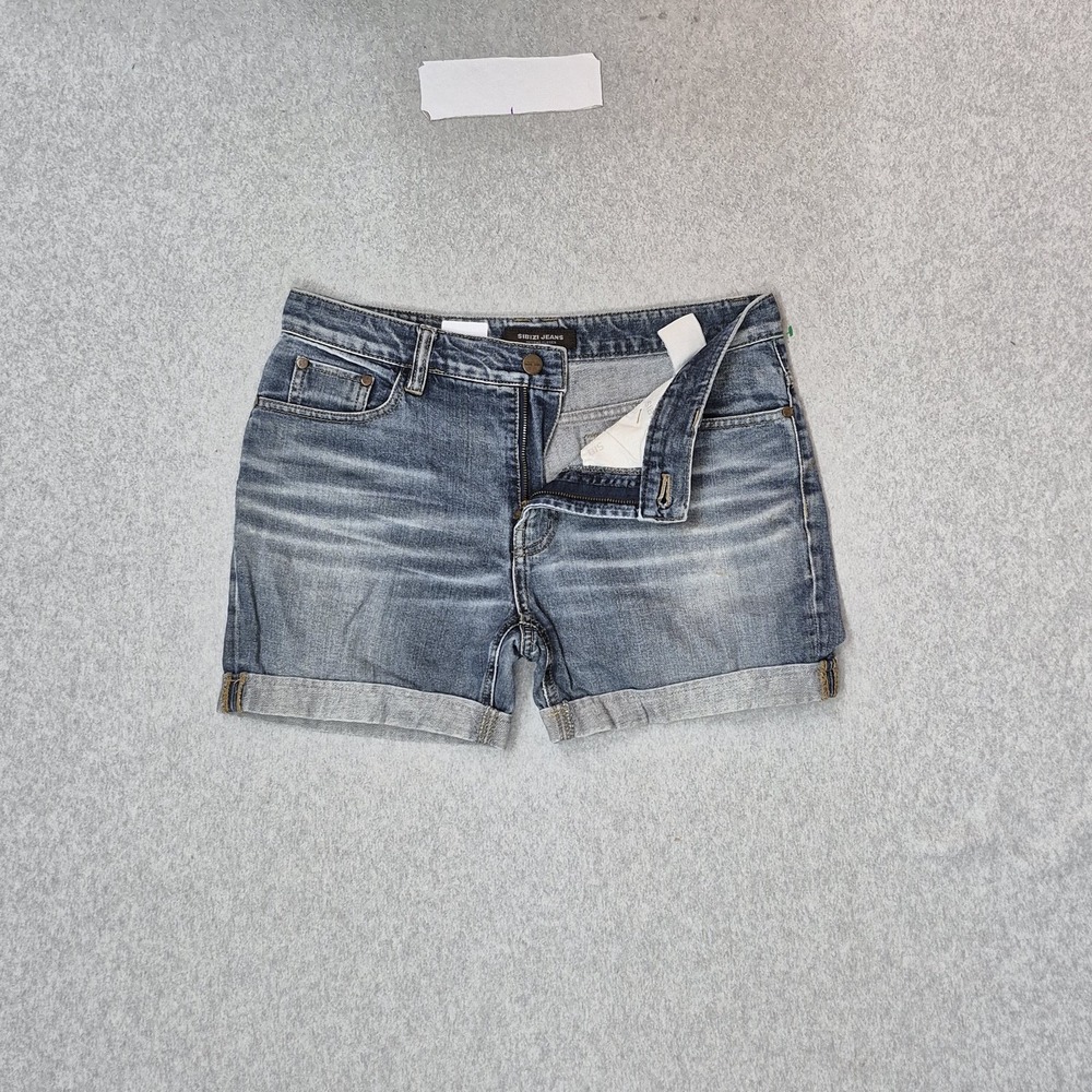 Sibizi Jeans Women Shorts 32 Blue Denim Cuffed 4" Inseam
